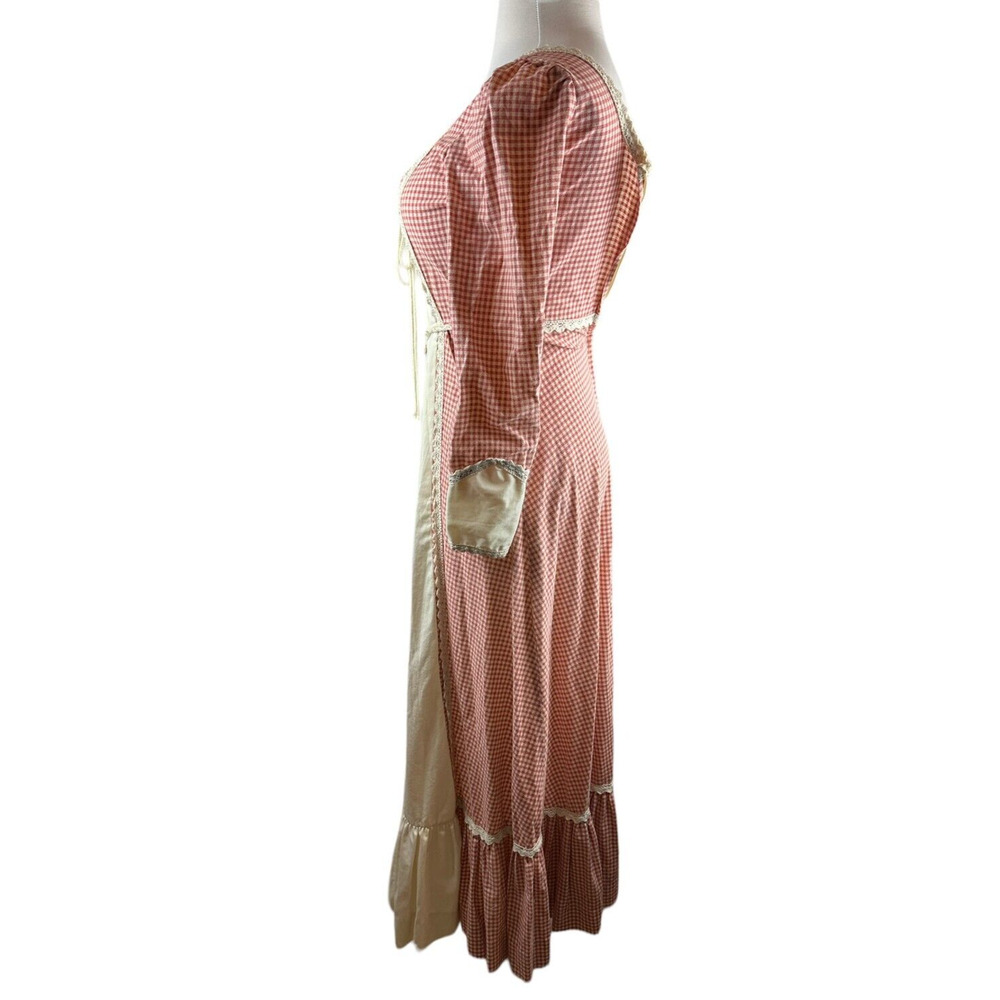 Vintage Gunne Sax Jessica Mcclintock Prairie Boho Corset Dress Checkered Red - Picture 8 of 13